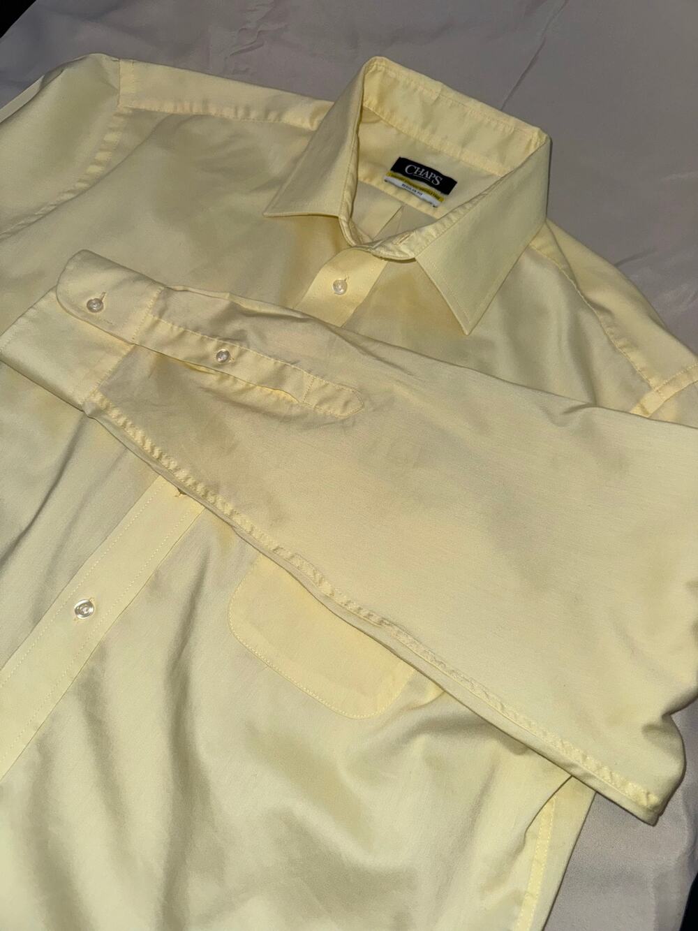 Chaps Ralph Lauren Men’s 17.5 34/35 Yellow Long Sleeve Dress Shirt
